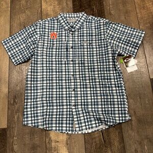 Auburn Plaid Short Sleeve Button Down Drake Large (New with Tags)